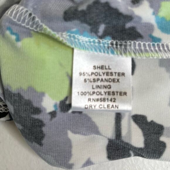 NWT Maggy L Petite White Green Abstract Floral Print Sleeveless Dress Women 4P - Picture 9 of 14